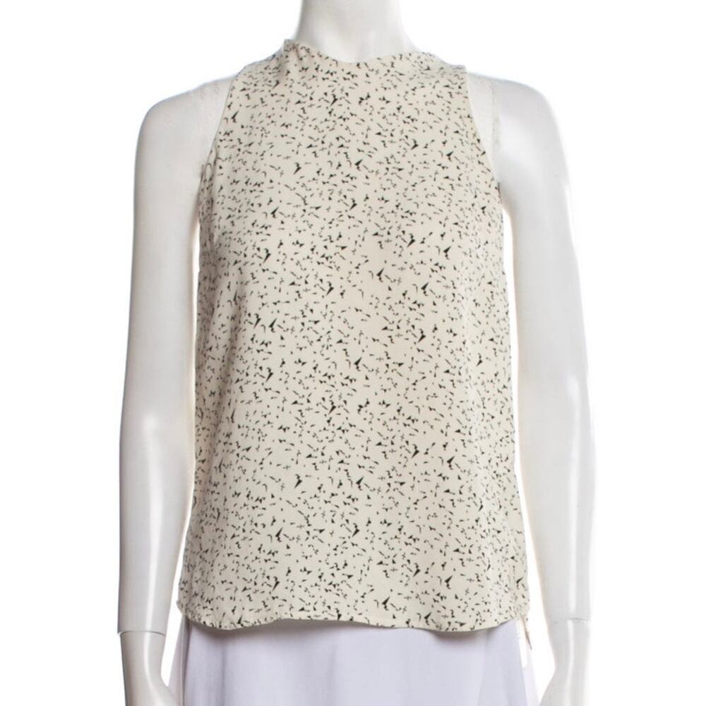 A.L.C. Printed 100% Silk Women’s Tank Top Size Small Cream